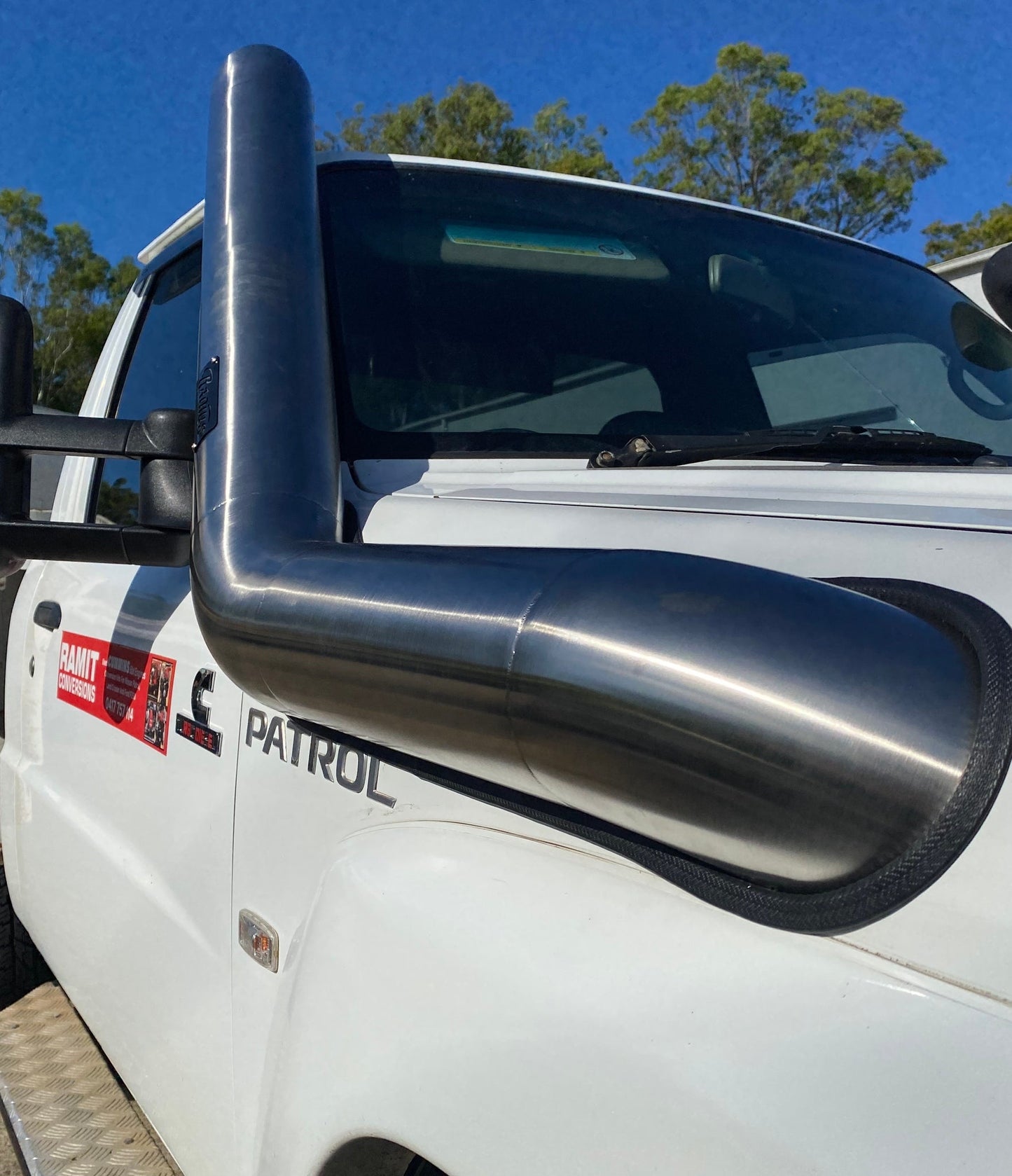Stainless Snorkel to suit Nissan Gu Patrol (5" Drivers Side Long Entry)
