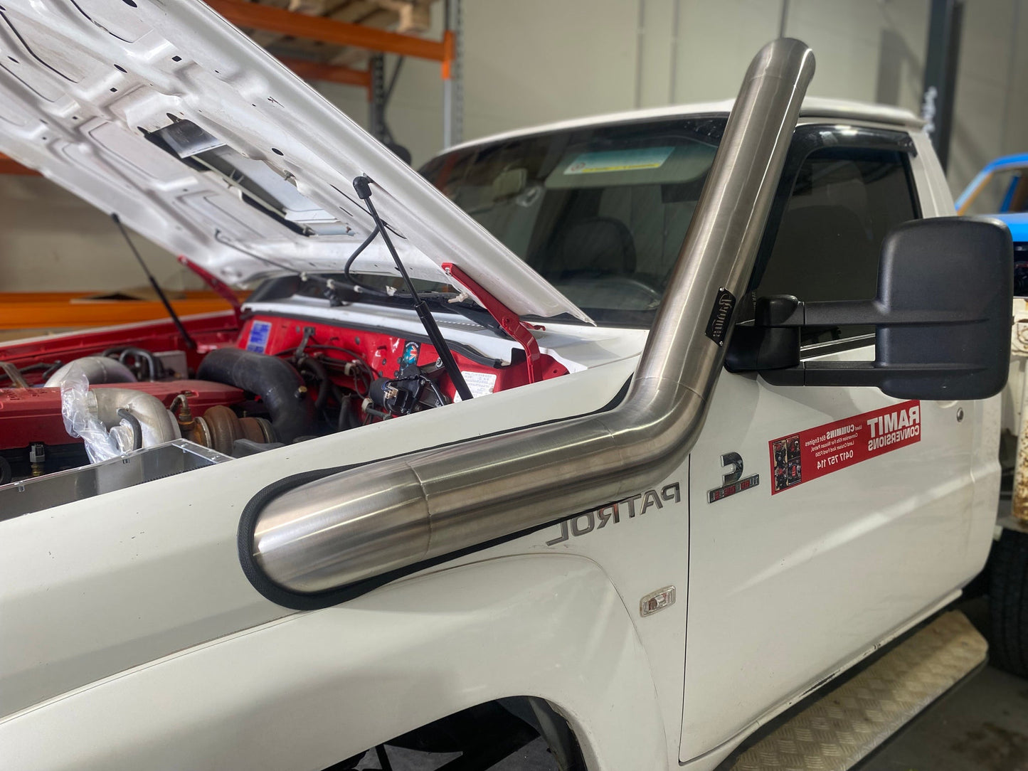 Stainless Snorkel to suit Nissan Gu Patrol (5" Passenger Side Long Entry)