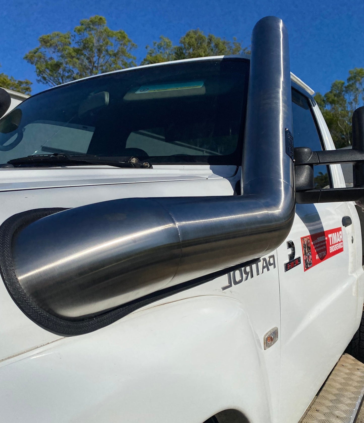 Stainless Snorkel to suit Nissan Gu Patrol (5" Passenger Side Long Entry)